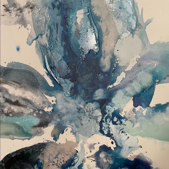 Abstract Blue and White Canvas Art - Picture 2 of 3